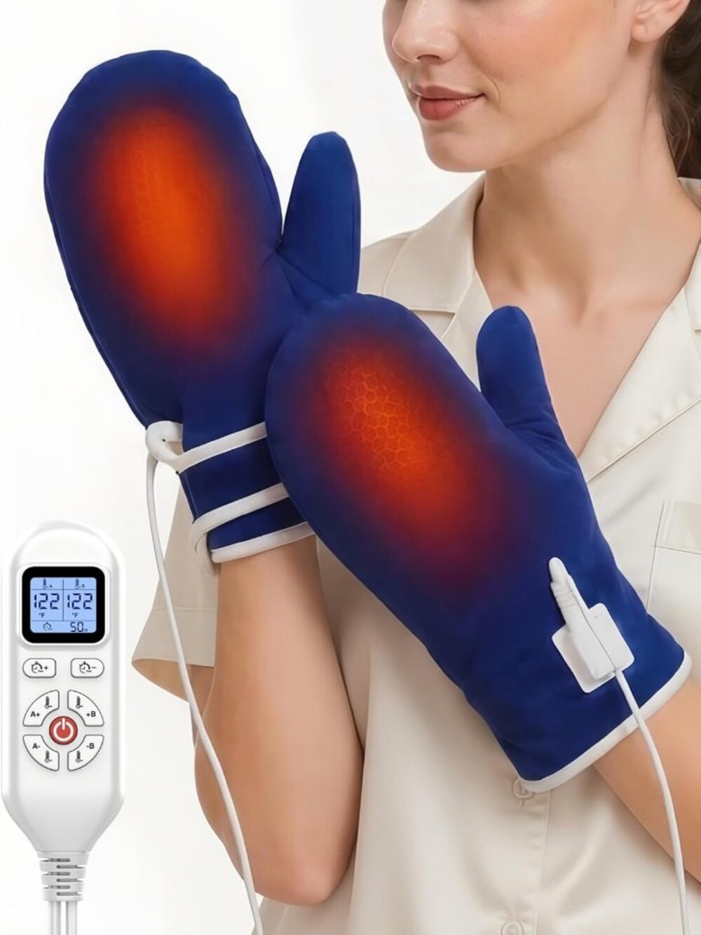 Heated Arthritis Gloves with Pain Relief, Plug-In Heating Pad for Comfort